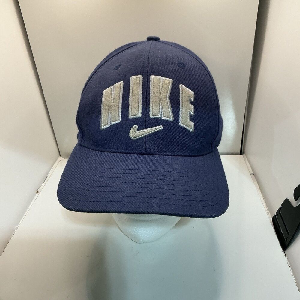 Nike Hat Unisex One Size Navy Blue Swoosh Strapback Vintage 90s